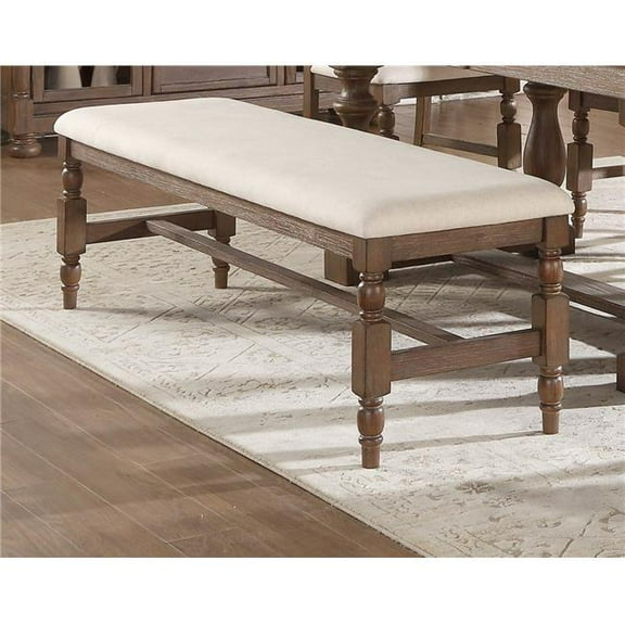 Home Elegance 5589-13 19.5 x 18 x 60 in. Avignon Bench - Natural Taupe