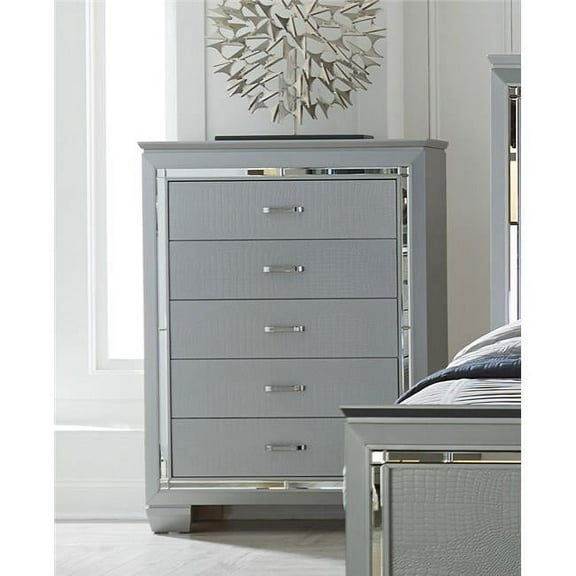 Home Elegance 1916-9 Allura Collection Chest Silver - 38 x 17 x 51 in.