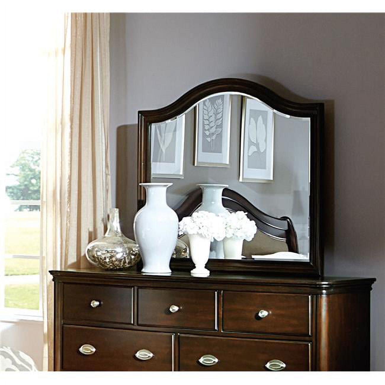 Marston Dark Cherry Traditional Wood Framed Oval Mirror
