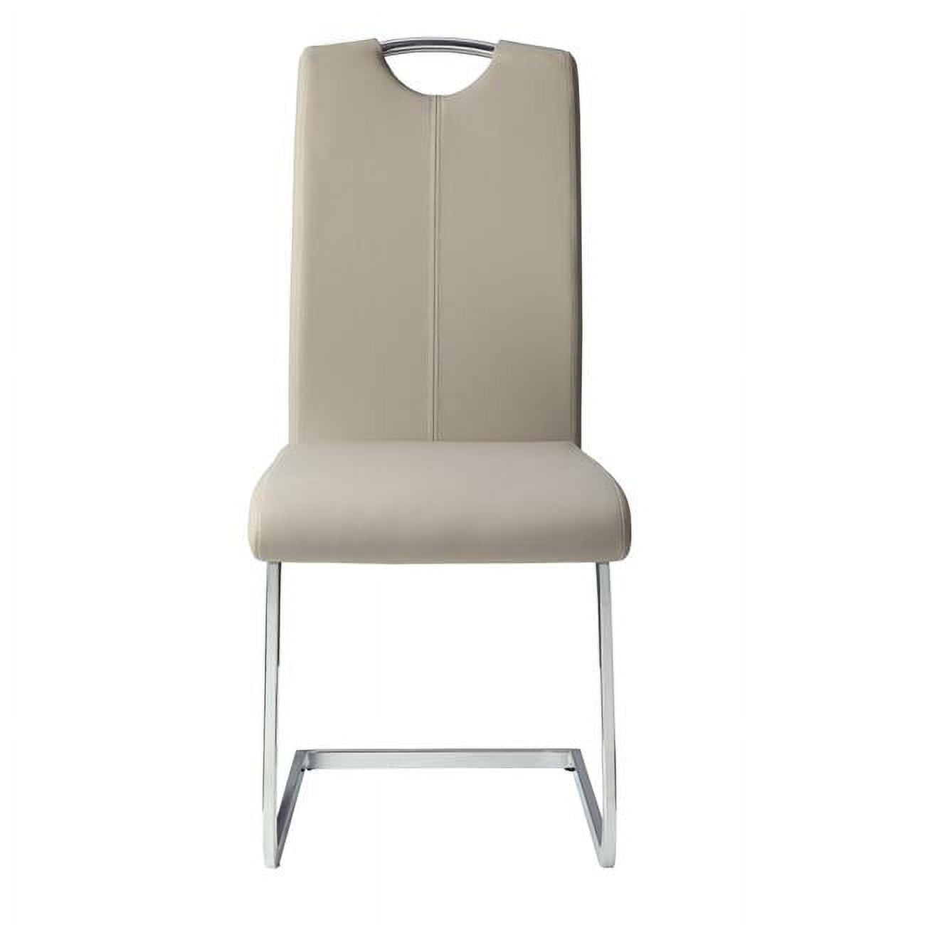 Gray Upholstered Leather Side Chair with Metal Frame