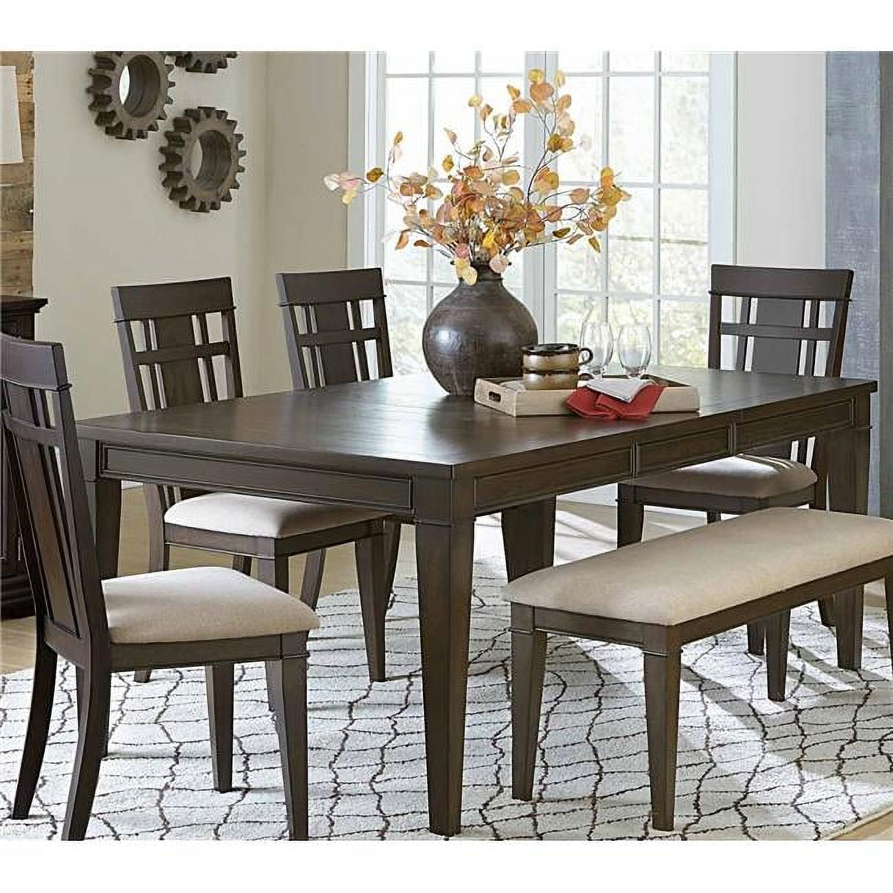 Dark Brown Reclaimed Wood Extendable Dining Table
