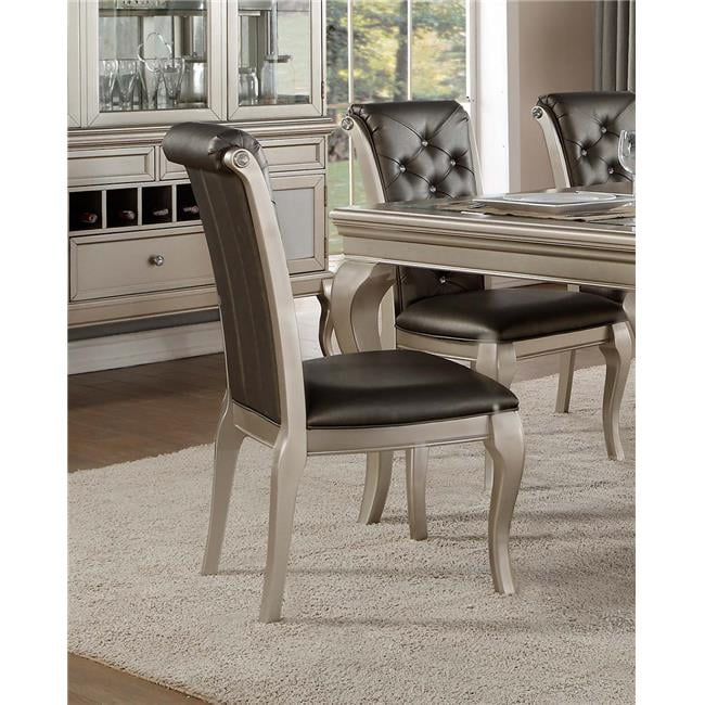 Home Elegance 5546S 39.5 x 25.5 x 21.5 in. Crawford Side Chair - Gray & Silver - Set of 2