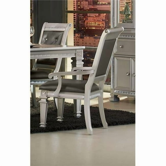 Home Elegance Bevelle Arm Chair - Silver - Set of 2