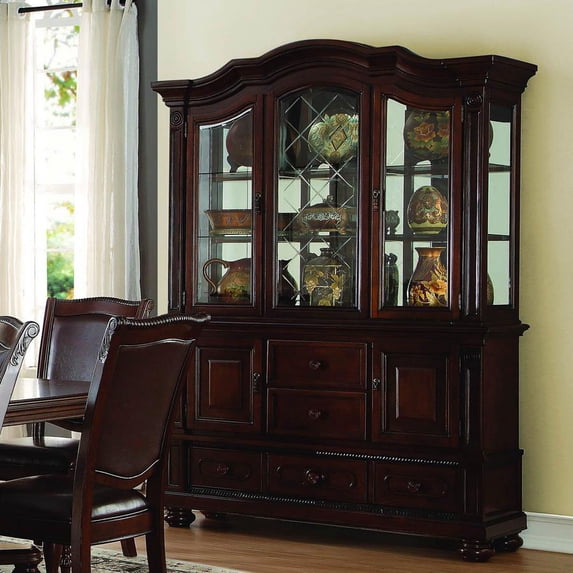 Home Elegance Lordsburg 5 Drawer Buffet & Hutch in Dark Brown