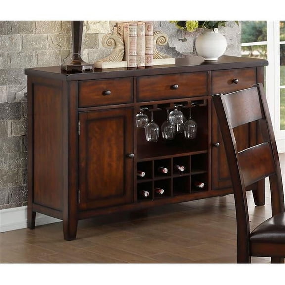 Home Elegance Mantello Server - Cherry & Dark Brown - 36in.H x 18in.W x 52in.L
