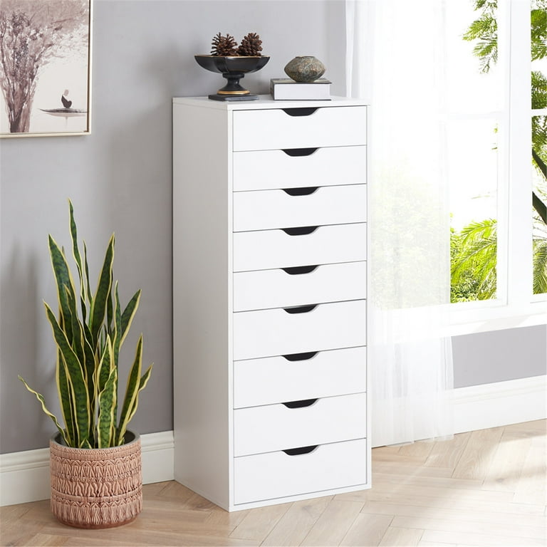 Home Emporium Bianca 9 Drawer Dresser, Tall Wooden Storage Shelves, Office  File Cabinet, 200 Lbs Capacity-White - Walmart.com