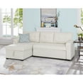 thumbnail image 1 of Home Emporium Velvet Storage Chaise Sectional Sofa, Cream, 1 of 10