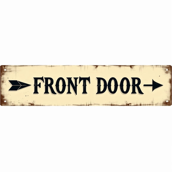 Home Entry Tin Decor 16*4 Inches "FRONT DOOR" Entryway/Patio Wall Art - Retro Directional Accent, Home Decor, Entryway Metal Sign