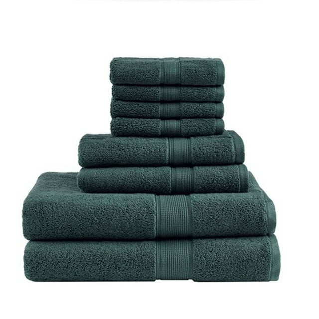 Home Essence 800GSM Luxurious 100% Cotton 8 Piece Towel Set, Dark Green
