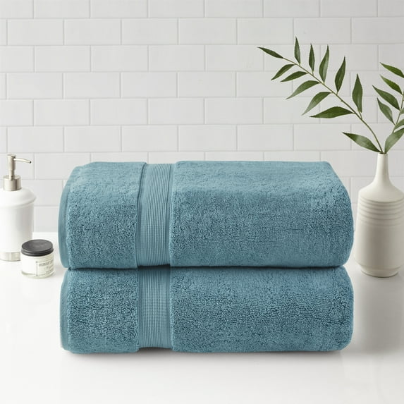 Home Essence 800gsm 100% Cotton Bath Sheet Antimicrobial 2 Piece Set, Aqua, 34x68"