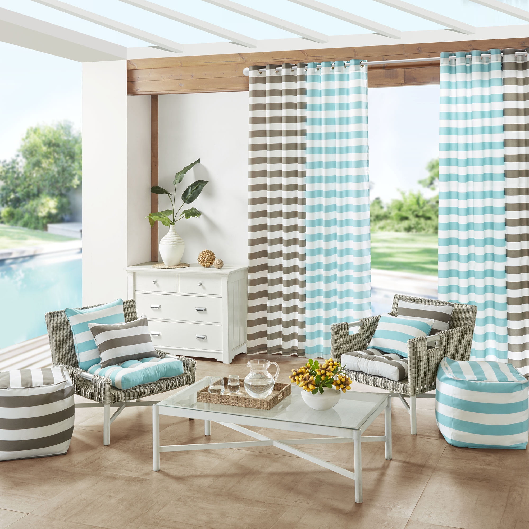 Home Essence Abel Cabana Stripe 3M Scotchgard Outdoor Seat Cushion