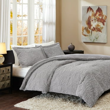 Home Essence Albany Ultra Plush Solid Comforter Mini Set, Grey, Full/Queen