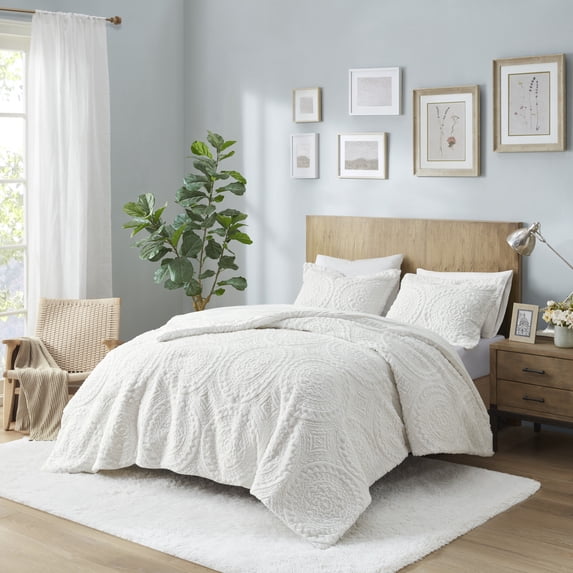 Home Essence Alivia Medallion Ultra Plush Comforter Mini Set, Twin, Ivory