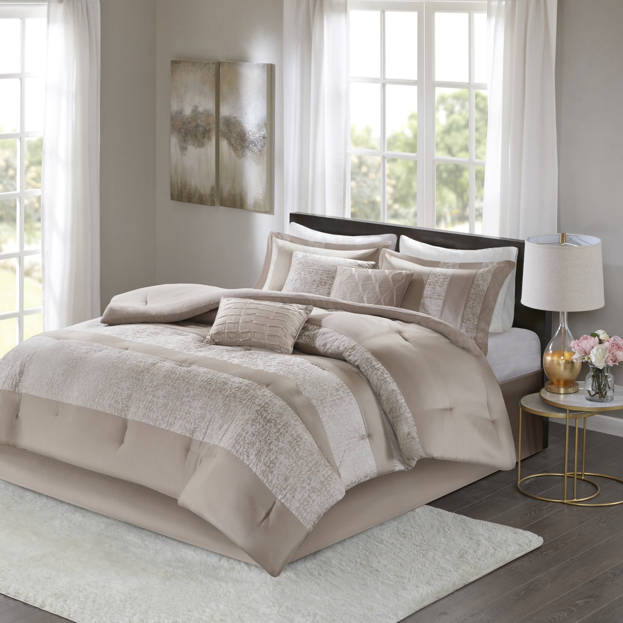 White Microfiber 7-Piece Queen Bedspread Set