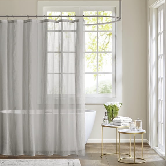 Home Essence Angie Sheer Textured Stripe Shower Curtain