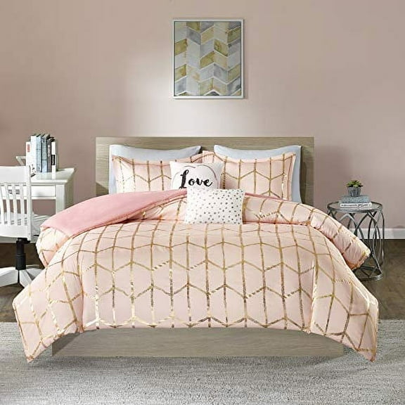 Home Essence Apartment Arielle Metallic Printed Duvet Cover Set