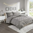 thumbnail image 1 of Home Essence Apartment Jasper Solid Chevron Quilted Reversible Microfiber to Cozy Plush Comforter Mini Set, Full/Queen, Grey, 1 of 6
