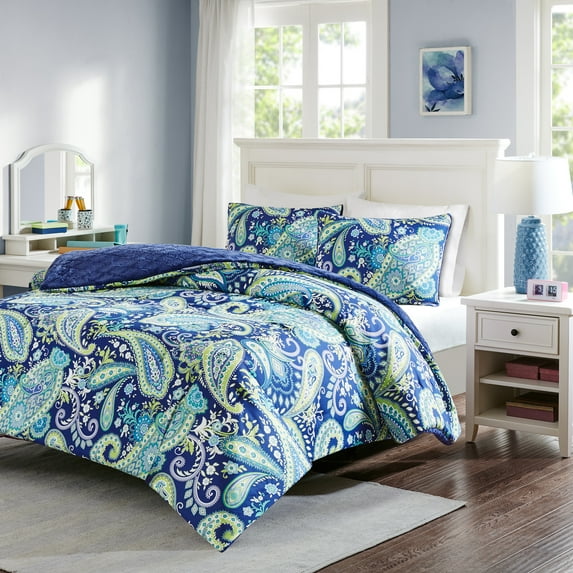 Home Essence Apartment Kayla Reversible Comforter Mini Set, Twin, Navy