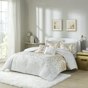 Home Essence Apartment Kendra Metallic Animal Printed Polyester Comforter Set, Ivory/Gold, Twin/Twin XL
