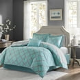 thumbnail image 1 of Home Essence Aqua & Grey 9 Piece Bed in a Bag Comforter Set with Sheets, Full, 1 of 3