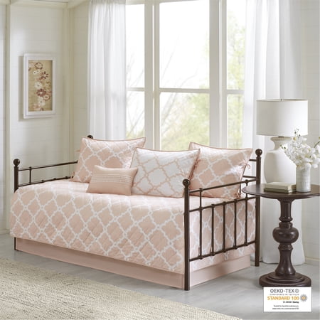 Home Essence Becker 6 Piece Reversible Printed Daybed Set, Peach