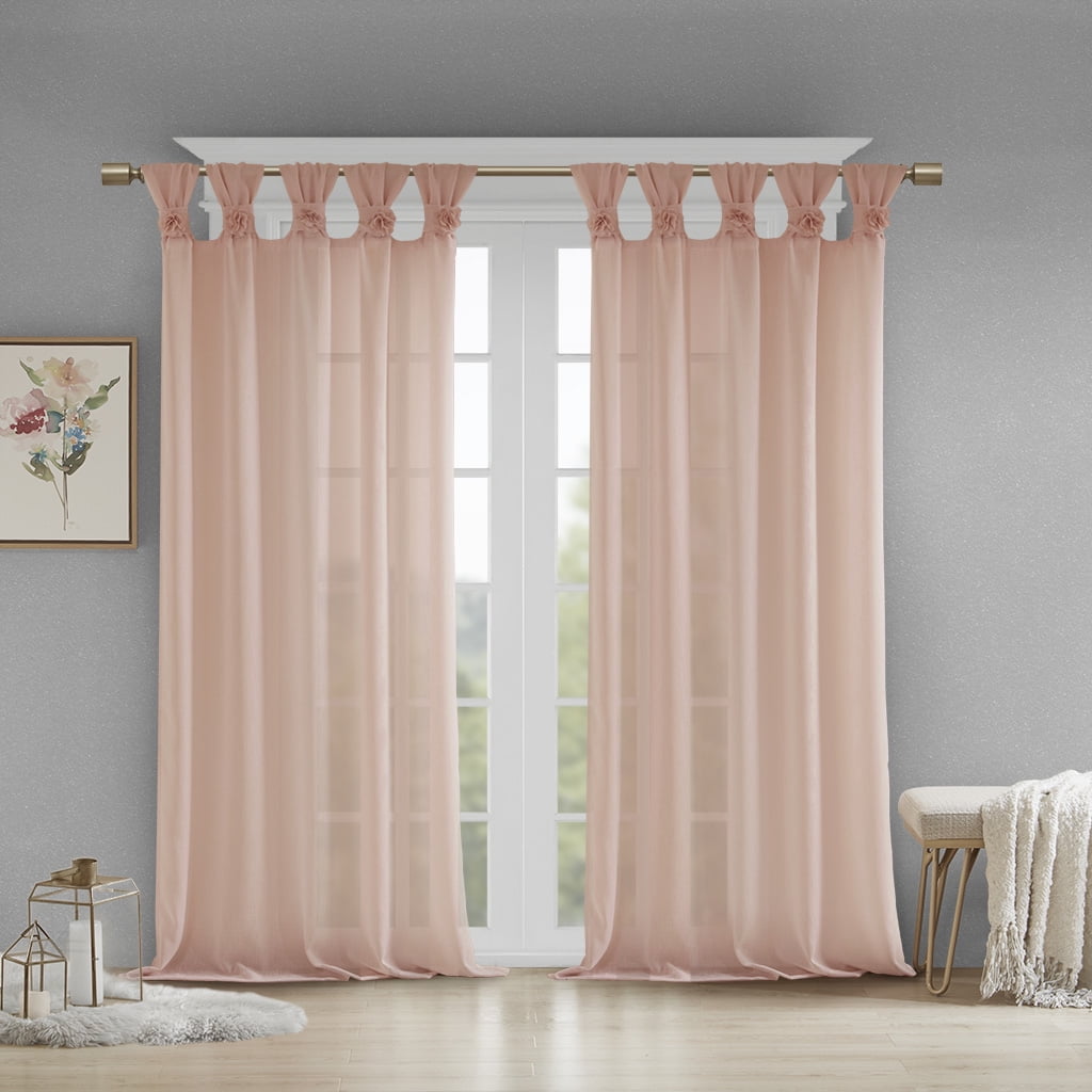 Blush Tab Top Sheer Linen-Blend Window Panel 50" x 84"