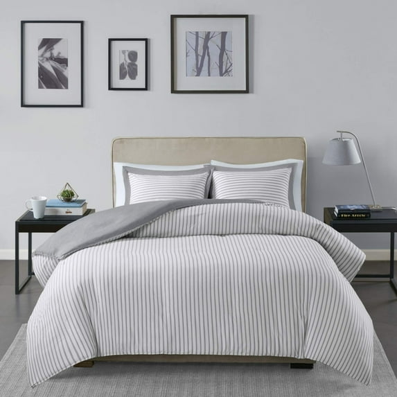 Home Essence Braydon Reversible Stripe Duvet Cover Set