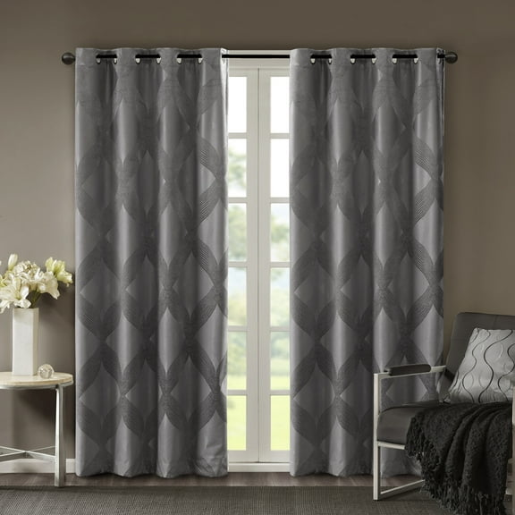 Home Essence Byron Ogee Knitted Jacquard Total Blackout Curtain Panel