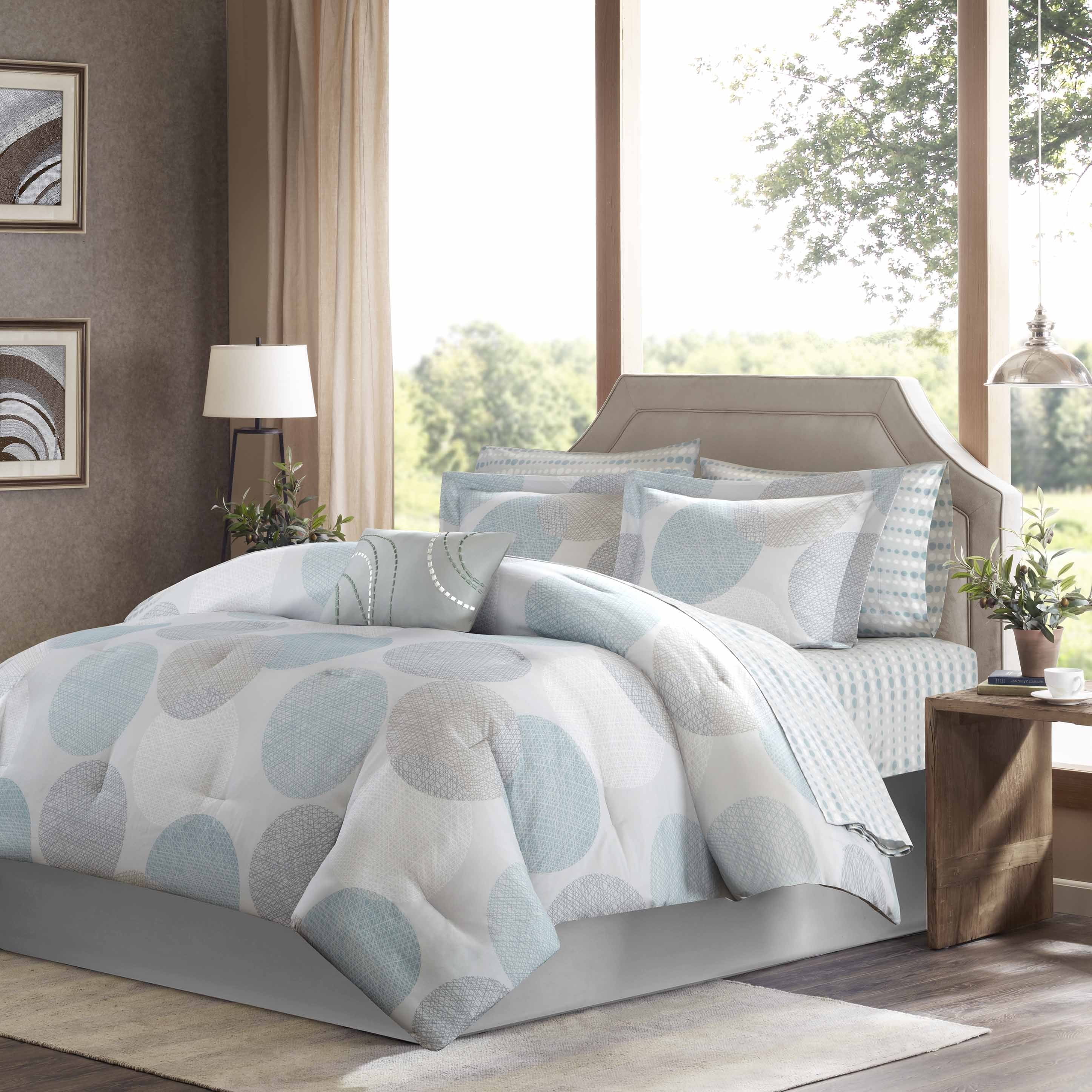 Twin Gray Microfiber Modern Comforter and Sheet Set