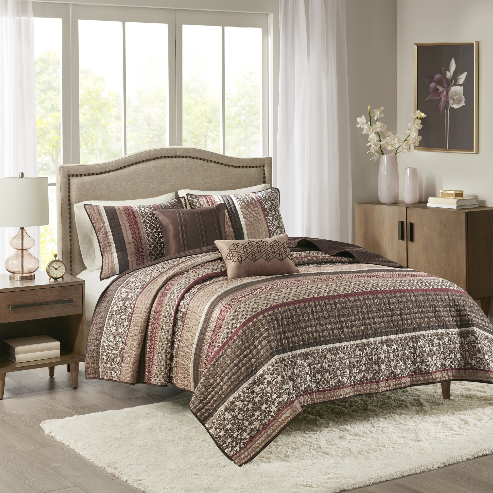 Home Essence Cambridge 5 Piece Reversible Jacquard Coverlet Set
