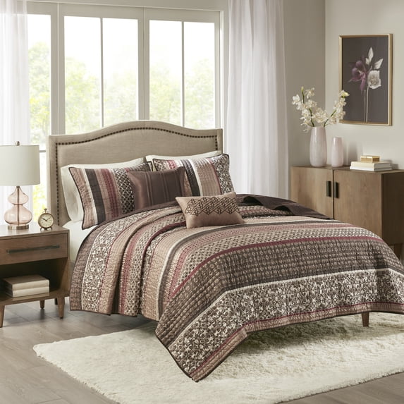 Home Essence Cambridge 5 Piece Reversible Jacquard Coverlet Set