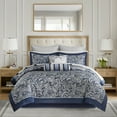 thumbnail image 1 of Home Essence Charlotte 12 Piece Navy Blue Bedding Comforter Set with 100% Cotton Sheets, Cal King, 1 of 10