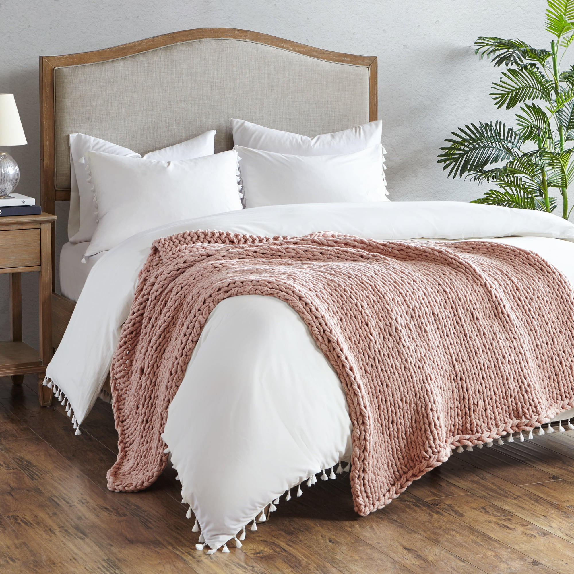 Blush 60"x50" Handmade Chunky Double-Knit Throw