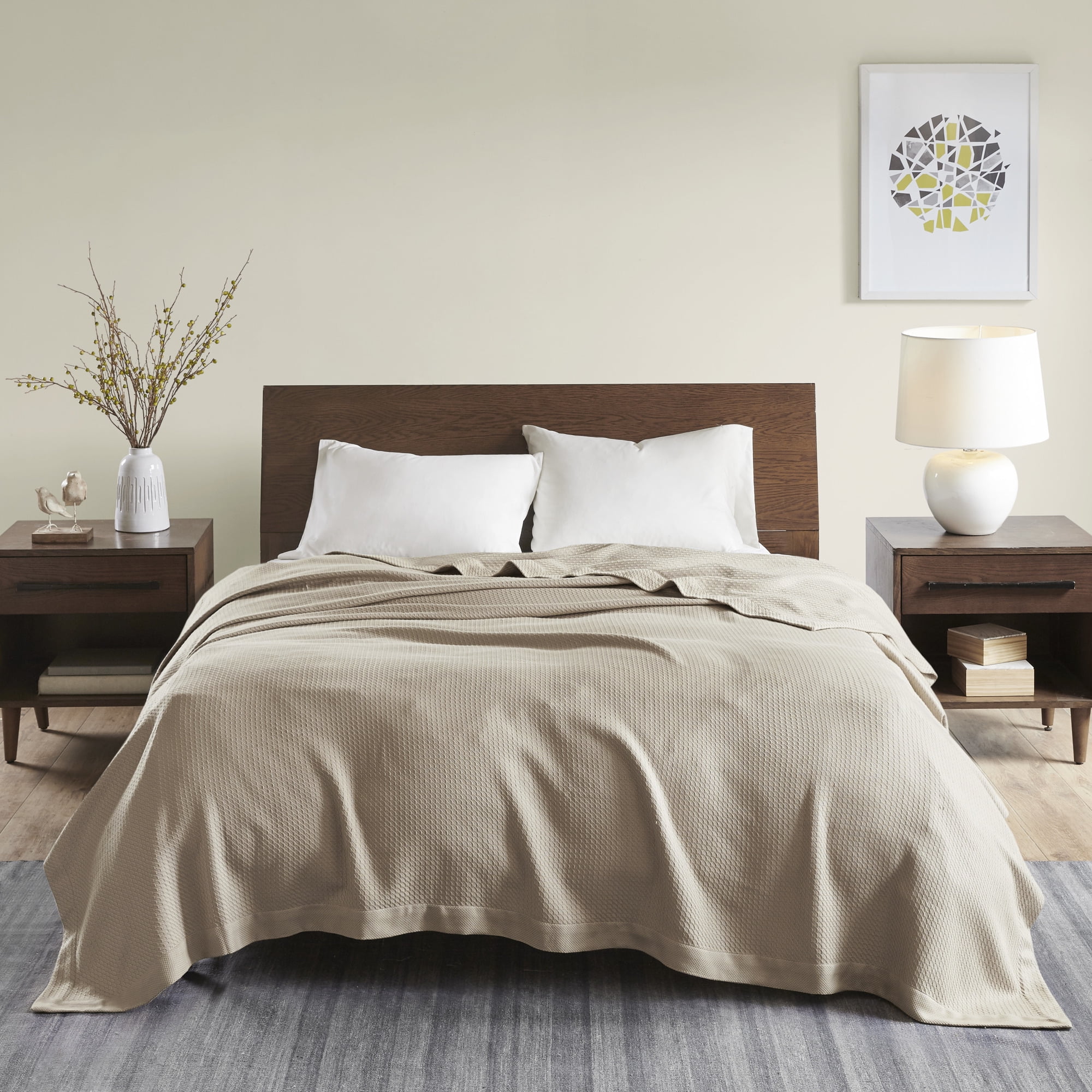 Khaki Twin Organic Cotton Machine Washable Blanket