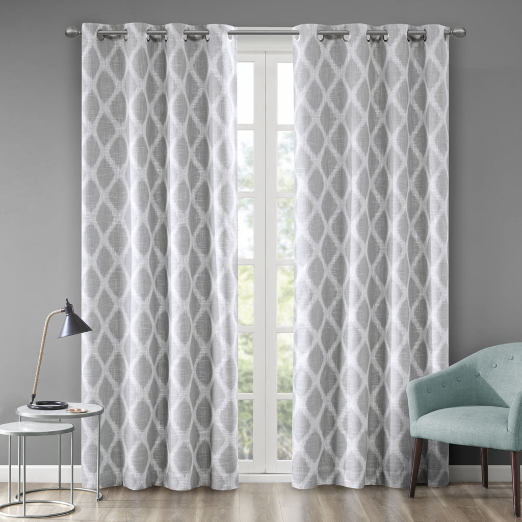 Gray Ikat Print Blackout Grommet Curtain Panel