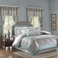 thumbnail image 1 of Madison Park Luxury 24PCs Comforter Set with Window Curtains,Room in a Bag,24 pieces-Teal,Queen, 1 of 7