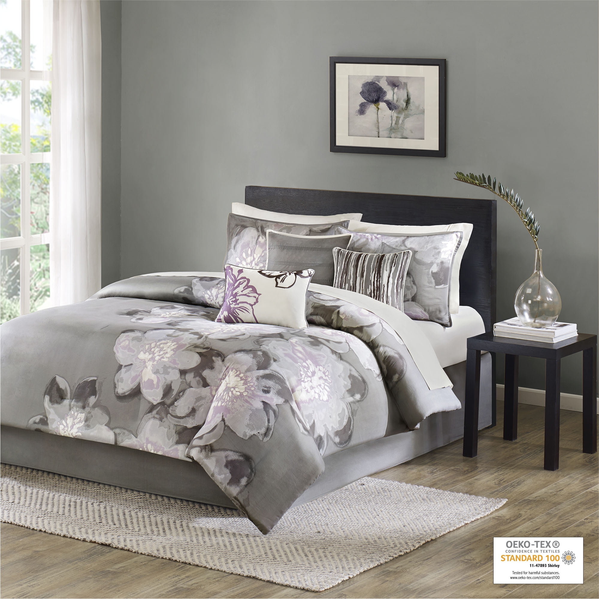 Serena Gray Cotton 7-Piece Queen Comforter Set