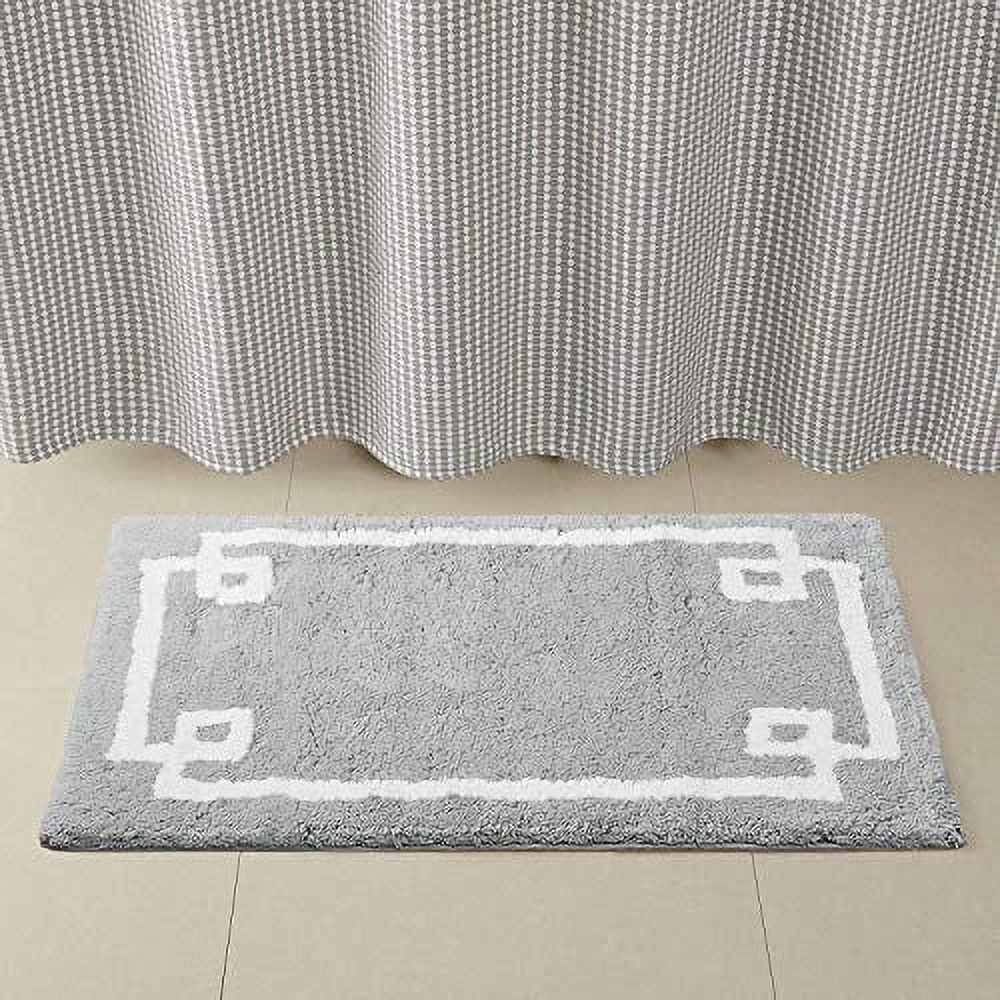 Evan 40" x 24" Gray Cotton Tufted Bath Rug