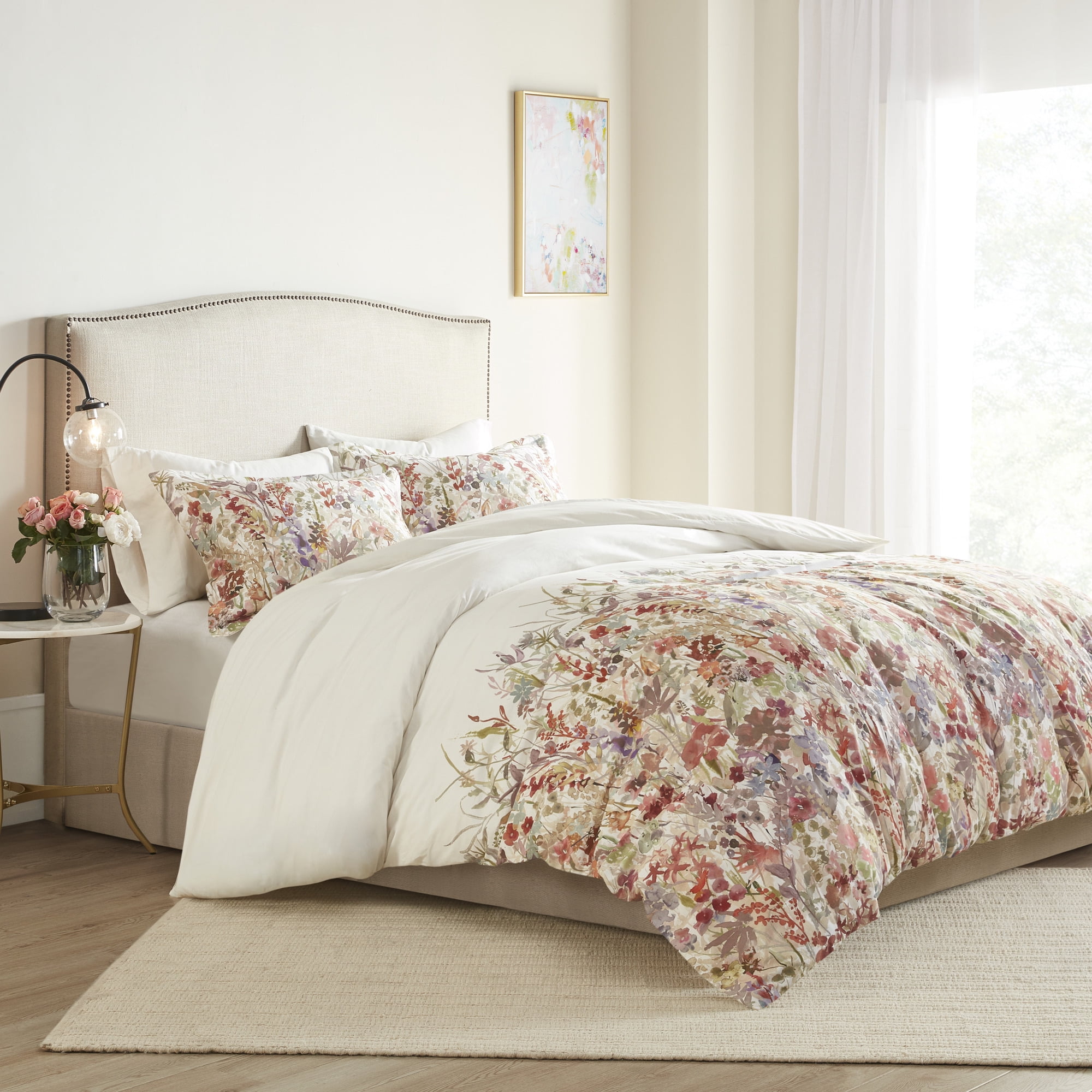 Home Essence Julia 3 Piece Cotton Printed Duvet Cover Set, King/Cal King, Multi