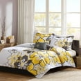 thumbnail image 1 of Home Essence Kelly Yellow Floral 4 Piece Duvet Cover Set, Full/Queen, 1 of 6