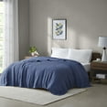 thumbnail image 1 of Home Essence Knit Freshspun Basketweave Cotton Blanket, 108x90, King, Navy, 1 of 7