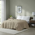 thumbnail image 1 of Home Essence Knit Freshspun Basketweave Cotton Blanket, 66x90, Twin, Khaki, 1 of 7