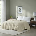 thumbnail image 1 of Home Essence Knit Freshspun Basketweave Cotton Blanket, 90x90, Full/Queen, Beige, 1 of 7