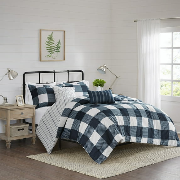 Home Essence Levon 5 Piece Reversible Buffalo Check Comforter Set