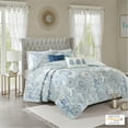thumbnail image 1 of Home Essence Lian 6 Piece Cotton Printed Reversible Coverlet Set, King/Cal King, Blue, 1 of 18