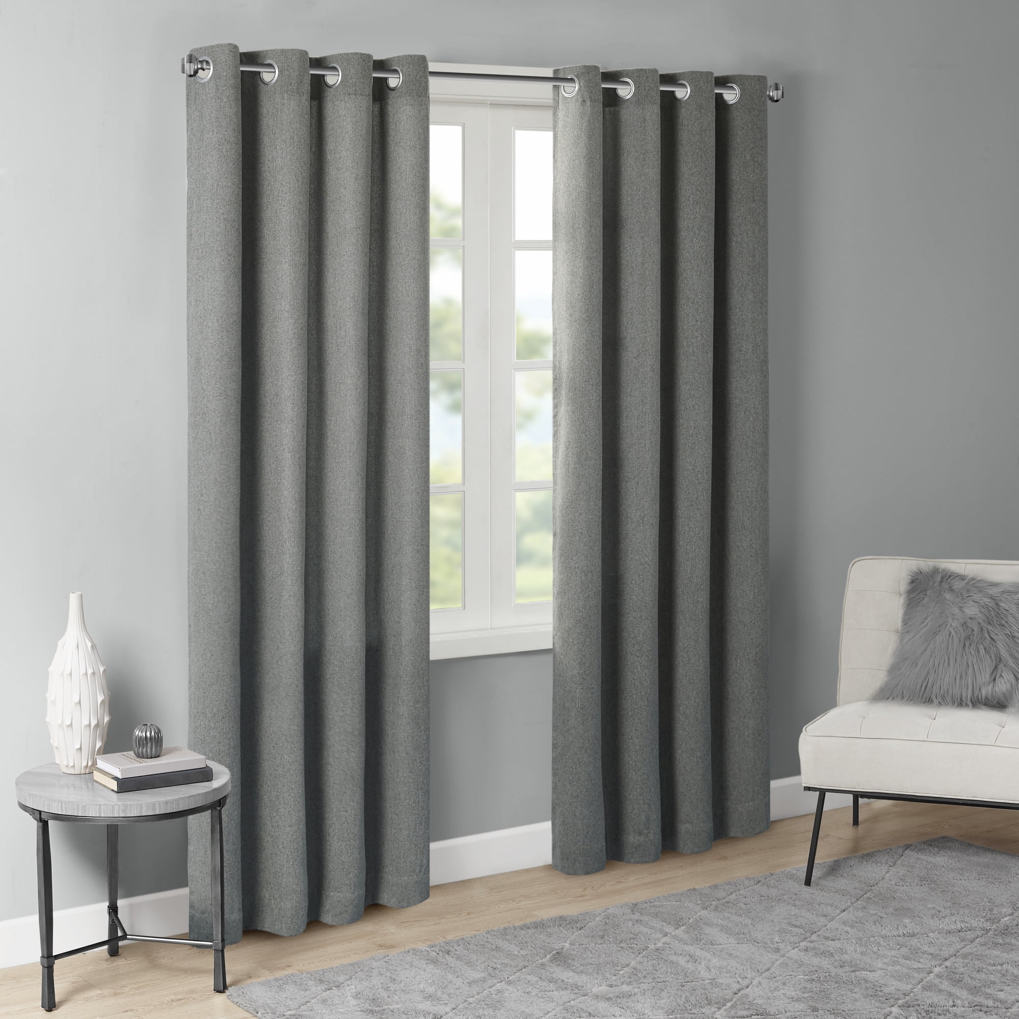 Home Essence Lincoln Solid Piece Dyed Grommet Top Window Panel ...