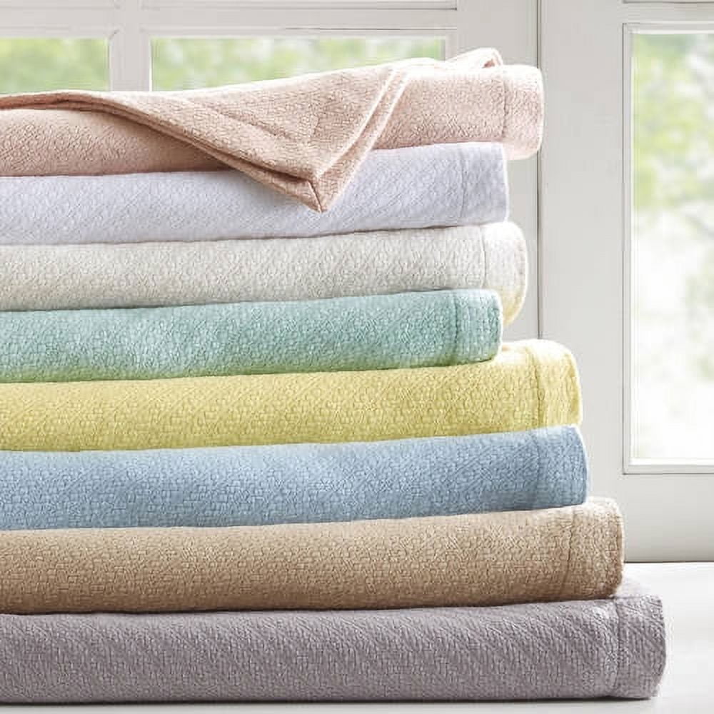 Soft Knit Twin-Sized Off-White Cotton Blanket