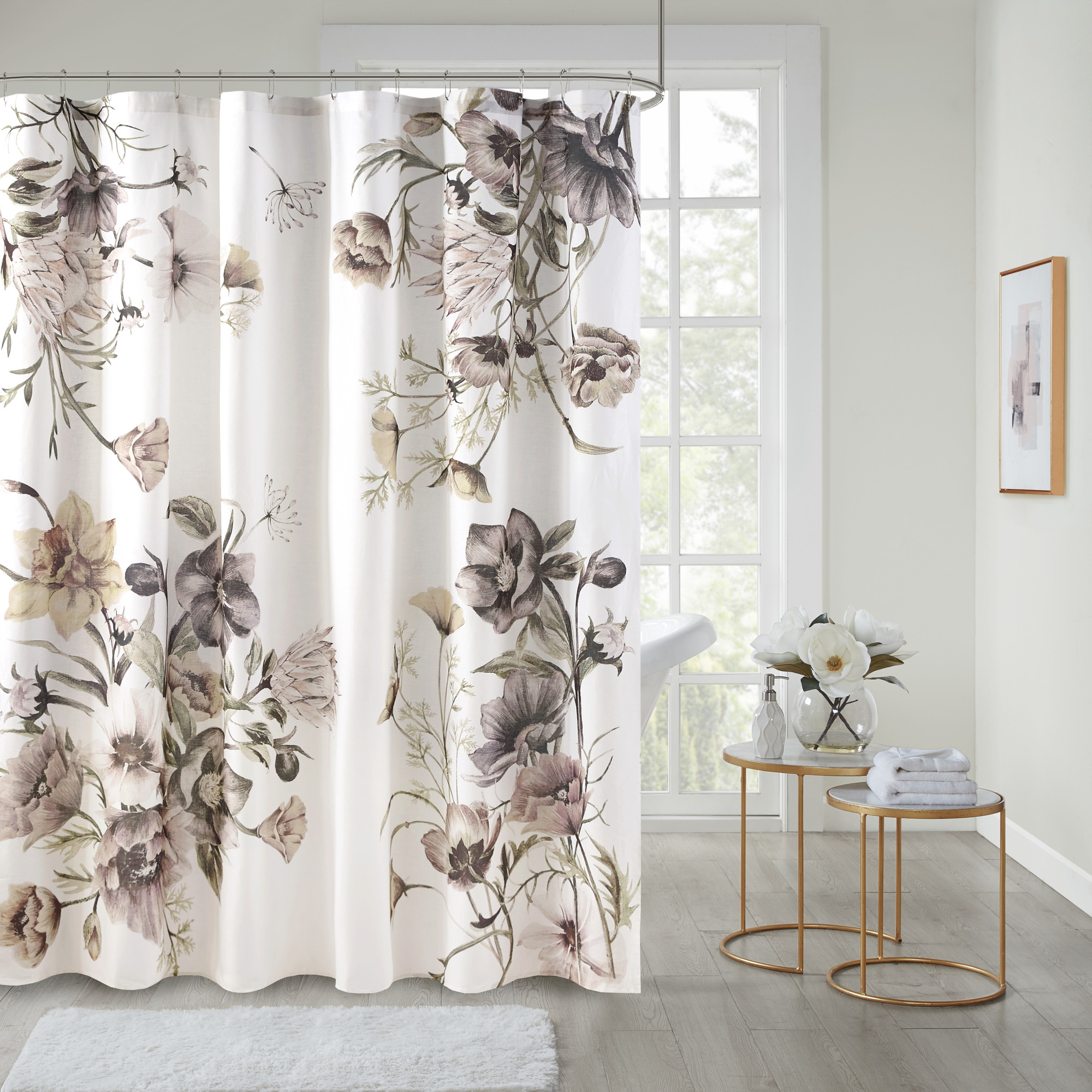 Home Essence Salem Pieced Faux Silk Shower Curtain