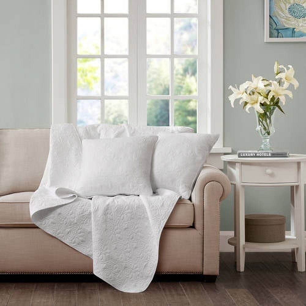 White Oversized Quilted Cotton Throw Blanket
