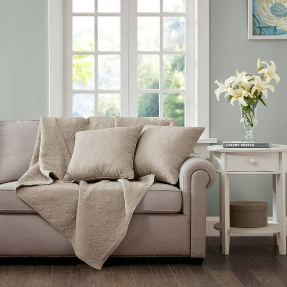 Home Essence Mansfield Oversized Quilted Throw, Khaki